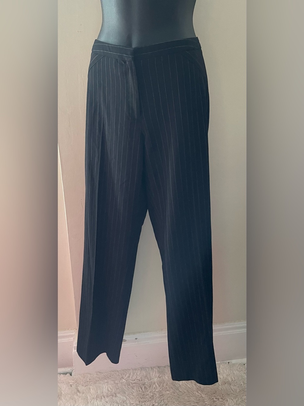 Optimum  Black Pinstripe Dress Trousers Size 10p